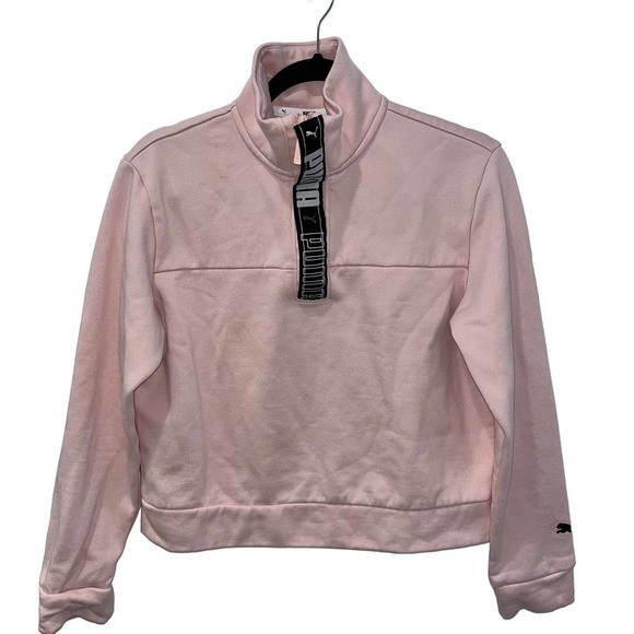 Puma Pathfinder Half Zip Women’s Crop Logo Sweatshirt in Blush Pink | Sz Small - Picture 1 of 5